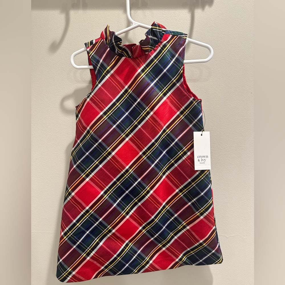 Crown & Ivy plaid girls dress 3T NWT